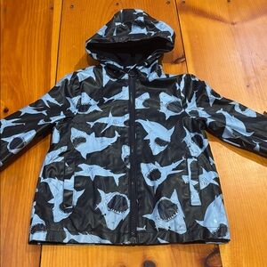 JOULES 6 Navy Blue Shark Skipper Rain Coat Fleece Lined Hooded